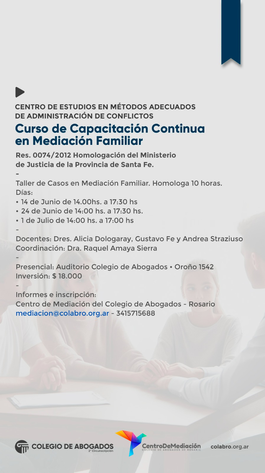 Curso de Capacitación Continua en Mediación Familiar - 14/06/2024 - 24/06/2024 - 01/07/2024
